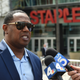 Master P speaking outside Nipsey Hussle’s memorial service at the Staples Center April 11, 2019